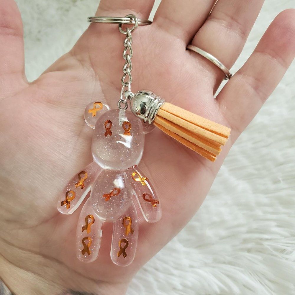 Orange Awareness Ribbon Bear Keychain
